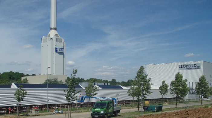 Solarconsult Photovoltaikanlage in Marbach auf dem Dach der Leopold Verpackungen